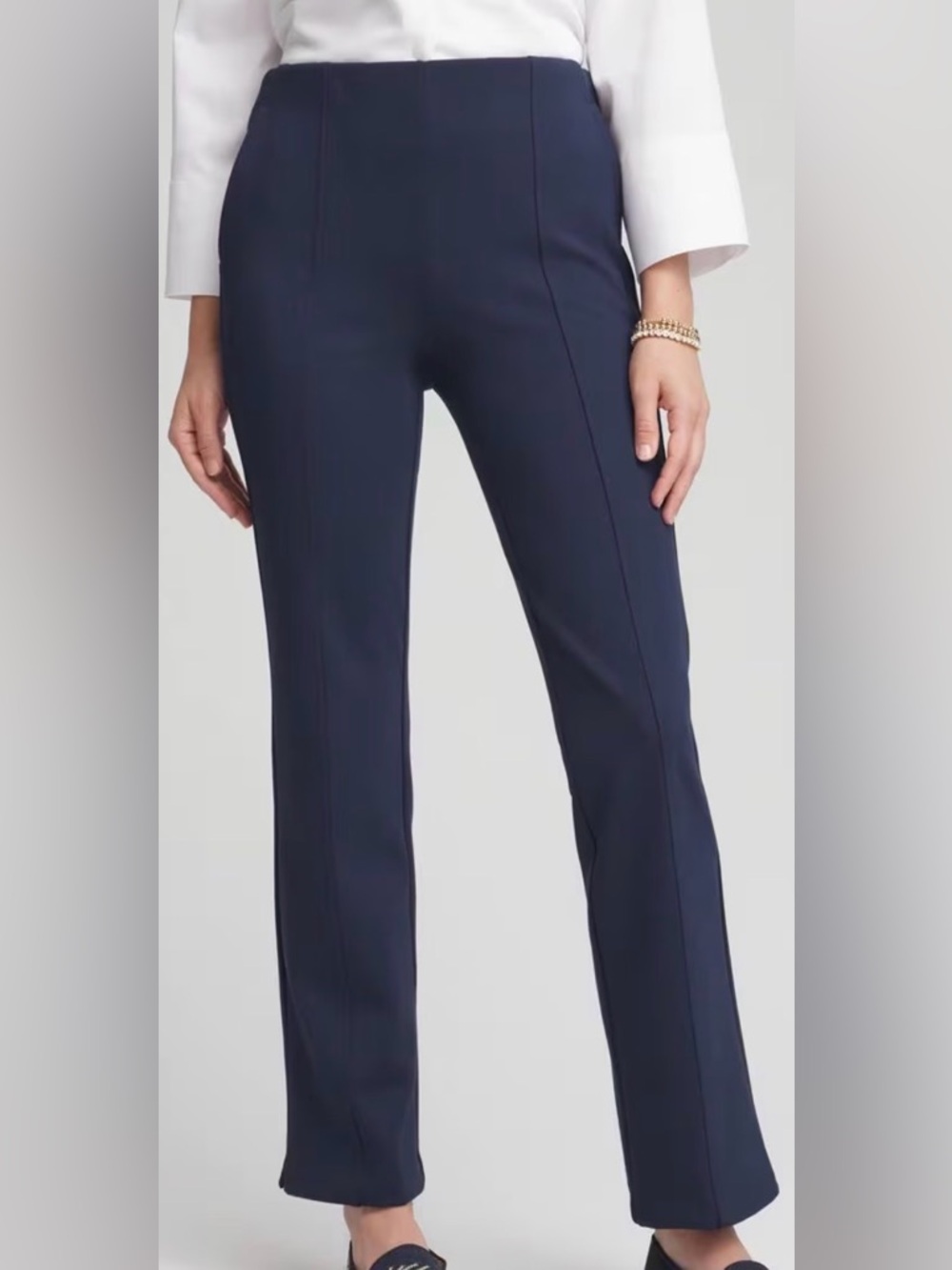 Chico's Navy Straight-Leg Ponte AnklePants